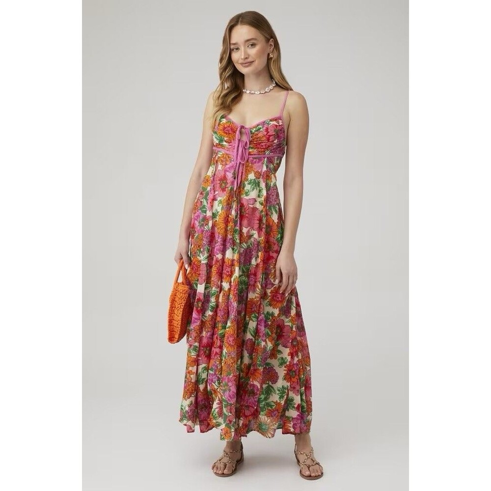 Free People Floral Dream Weaver Maxi Dress Spring Earth Fairy Boho Medium Cotton - Picture 3 of 9